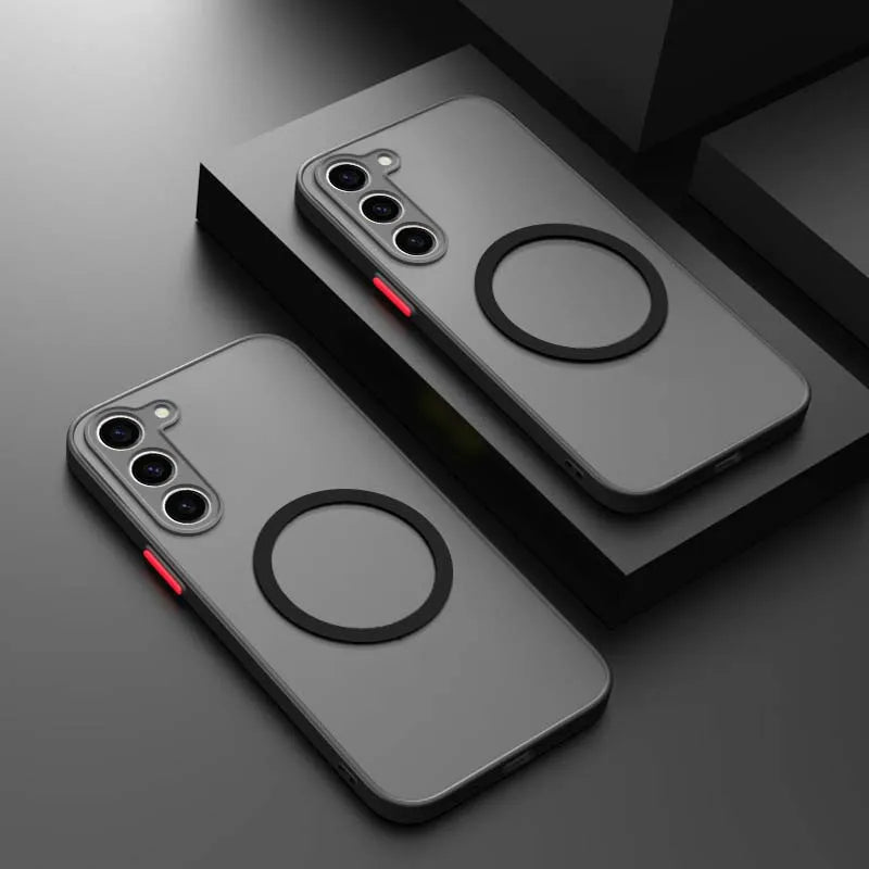 Luxury Magsafe Wireless Charge Case For Samsung Galaxy S20 S21 S22 S23 FE S24 S25 Plus S25 Ultra Shockproof Matte Clear Cover